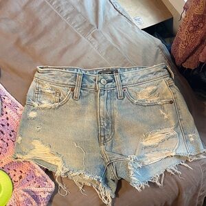 Abercrombie & Fitch Light Blue Distressed Jean Shorts